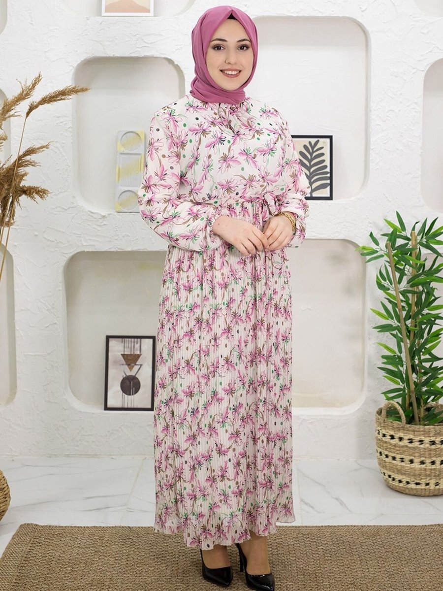 Mec Fashion Pembe Desenli Elbise