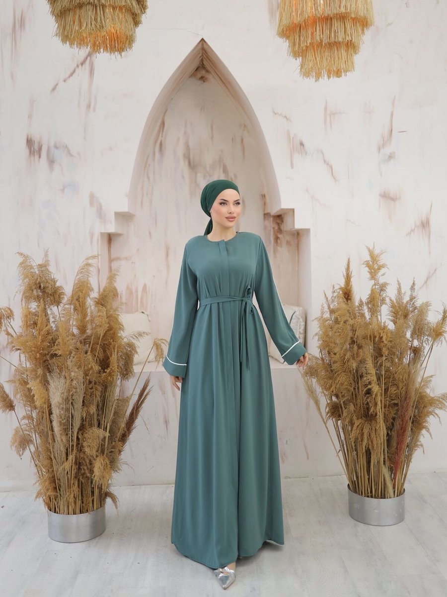 Nissra Çağla Ankanoor Mint Gizli Patlı Biyeli Abaya Kol Ferace