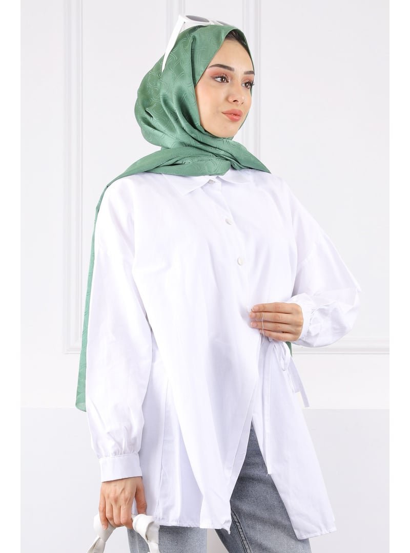 İmaj Butik Beyaz Yandan Bağlamalı Modal Tunik