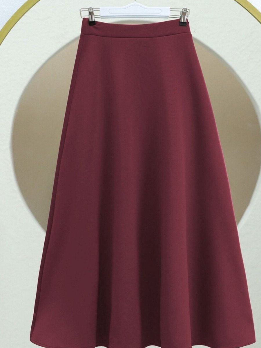 HİJABAYA Bordo Bol Kiloş Sukuba Puf Etek