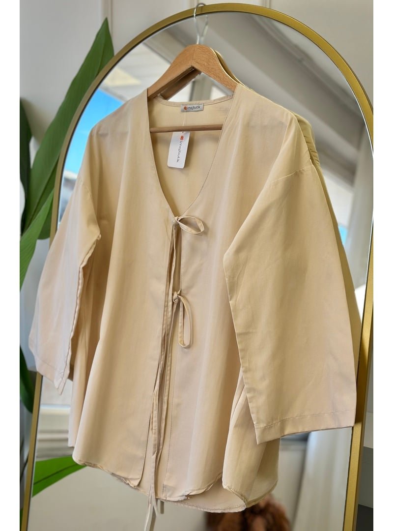 İmaj Butik Taş Ön Bağlamalı Kimono Tunik