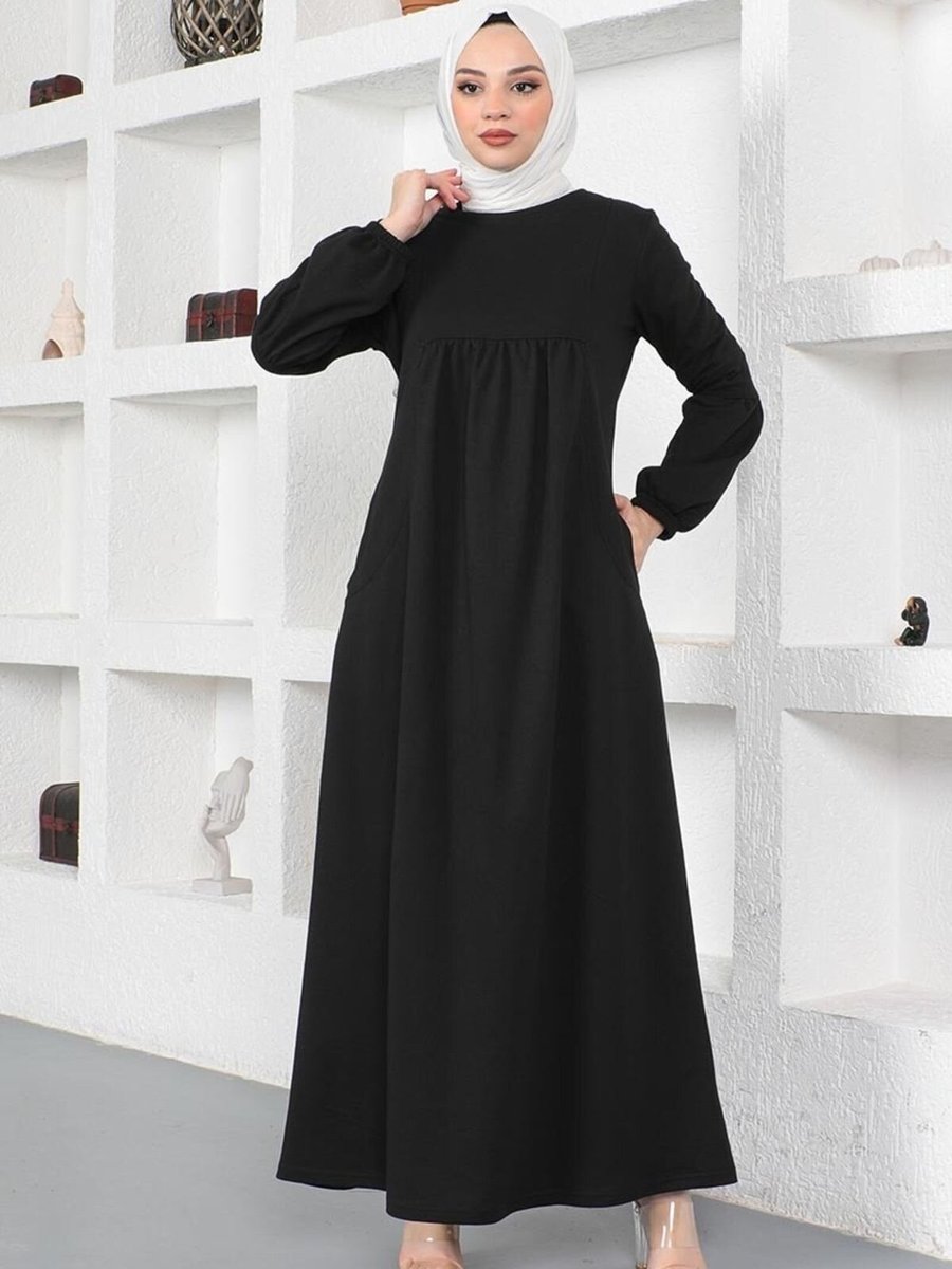Mec Fashion Siyah Balon Kol Spor Elbise