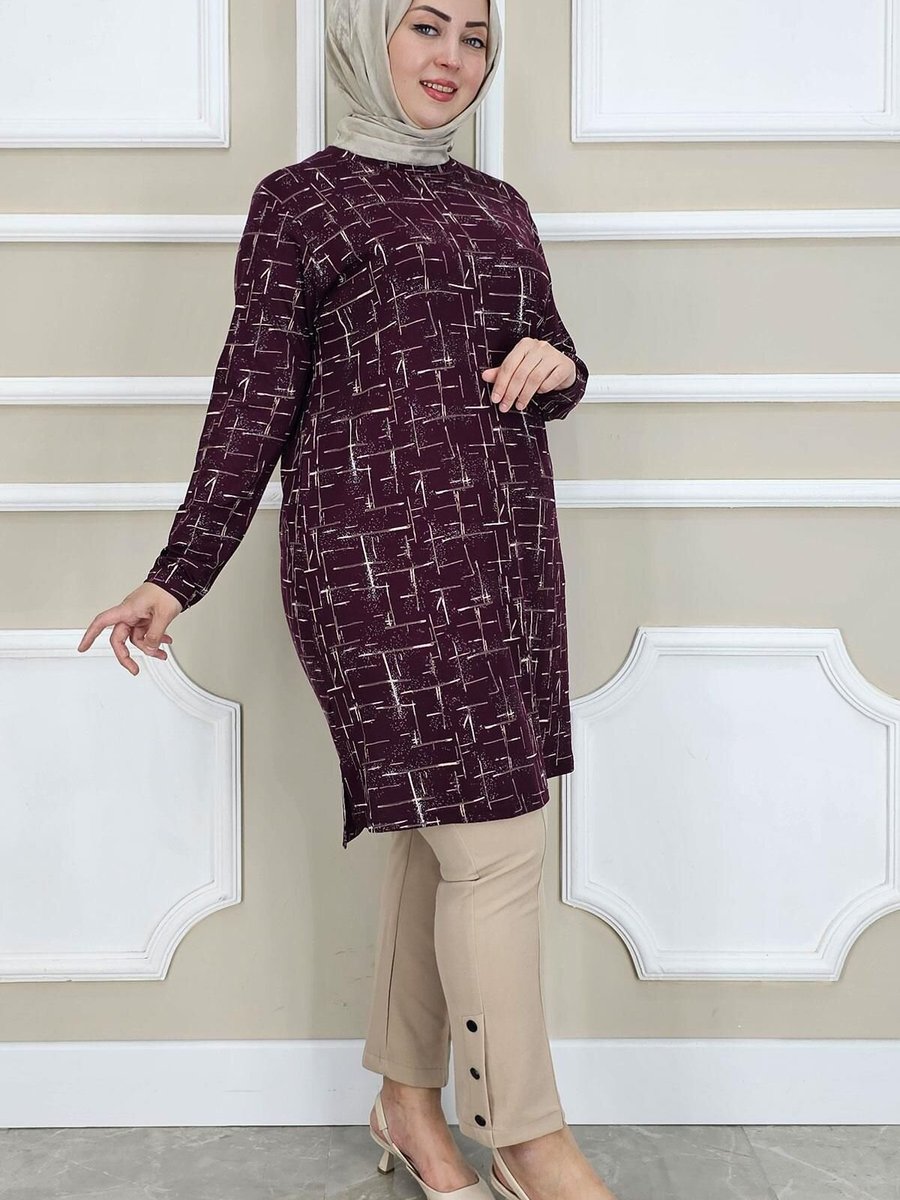 PYS Bordo Desenli Tunik