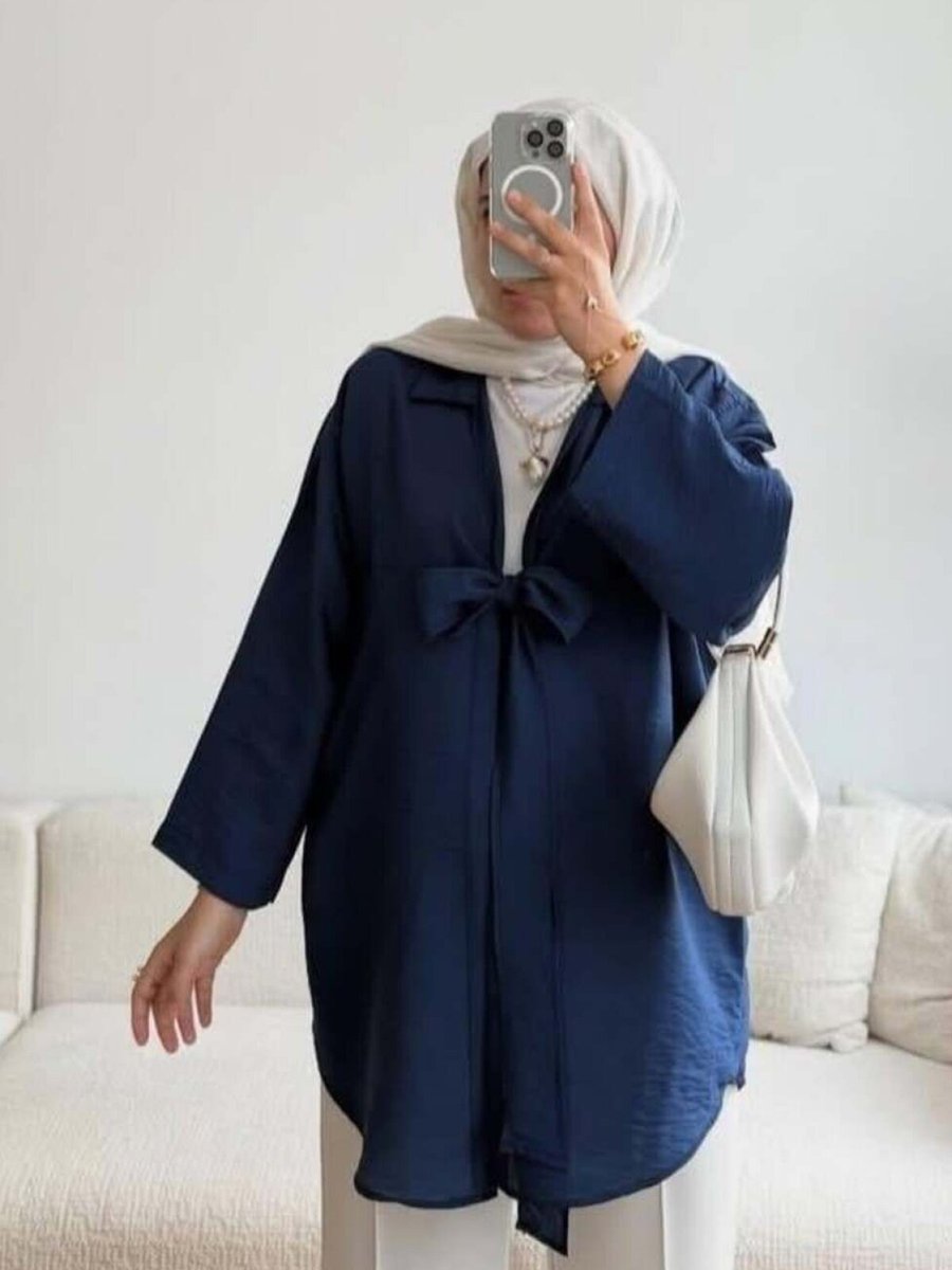 Nergis Neva Butik Lacivert Kimono Tunik