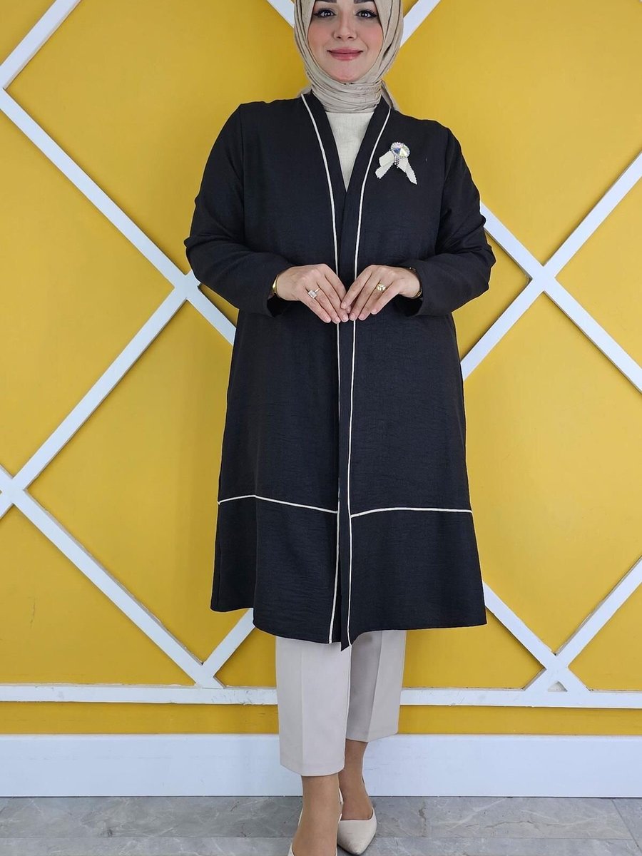 PYS Siyah Broş Detaylı Kimono Bluzlu İkili Takım