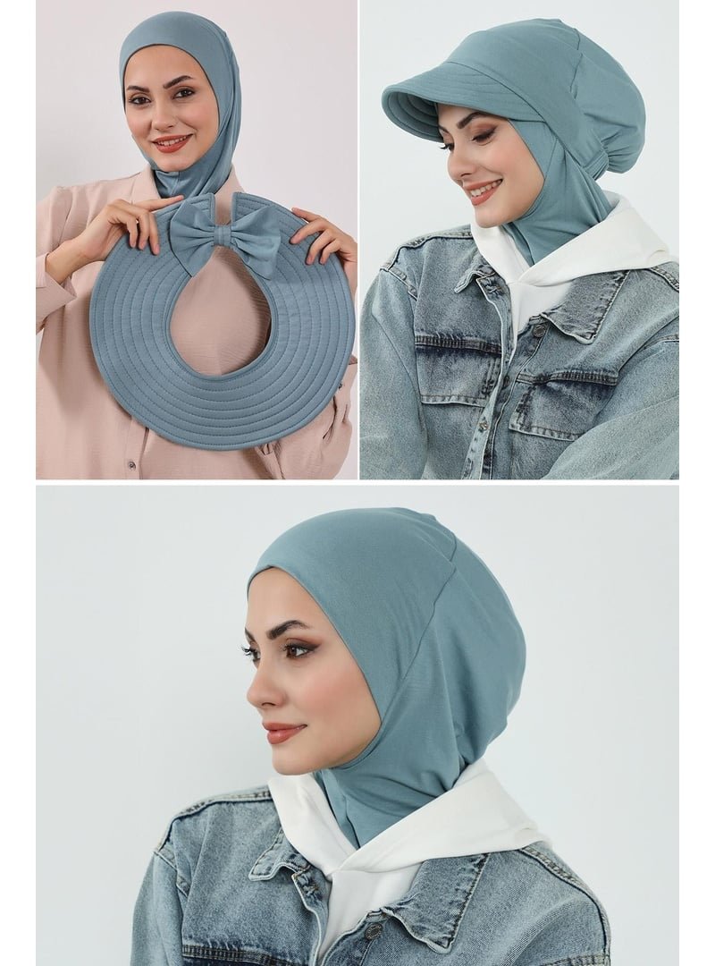 Aisha`s Design 1p Koyu Mint 3'lü Tak Çık Bone,siperlik Ve Şapka Seti ,st