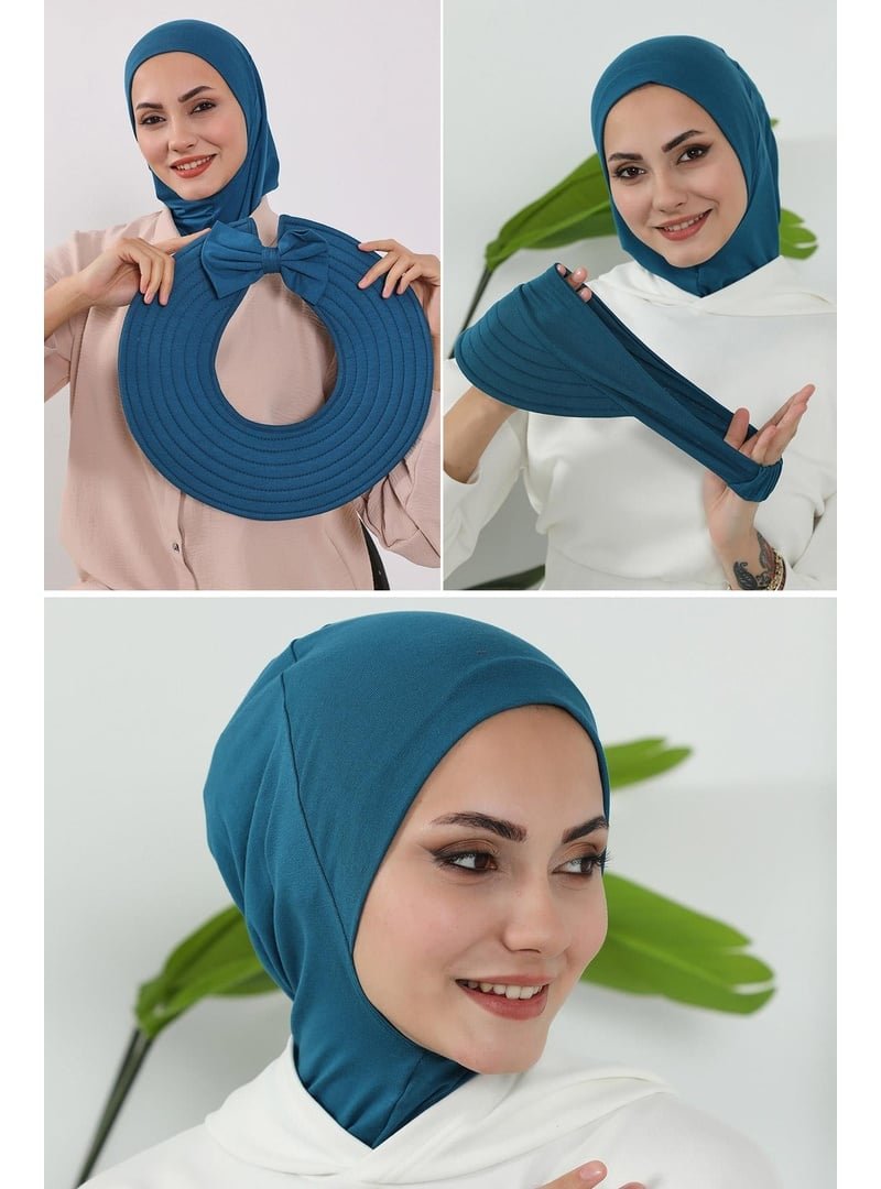 Aisha`s Design 1p Petrol 3'lü Tak Çık Bone,siperlik Ve Şapka Seti ,st