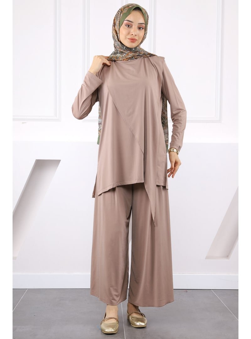 İmaj Butik Vizon Ön Detaylı Sandy Tunik Pantolon Takım