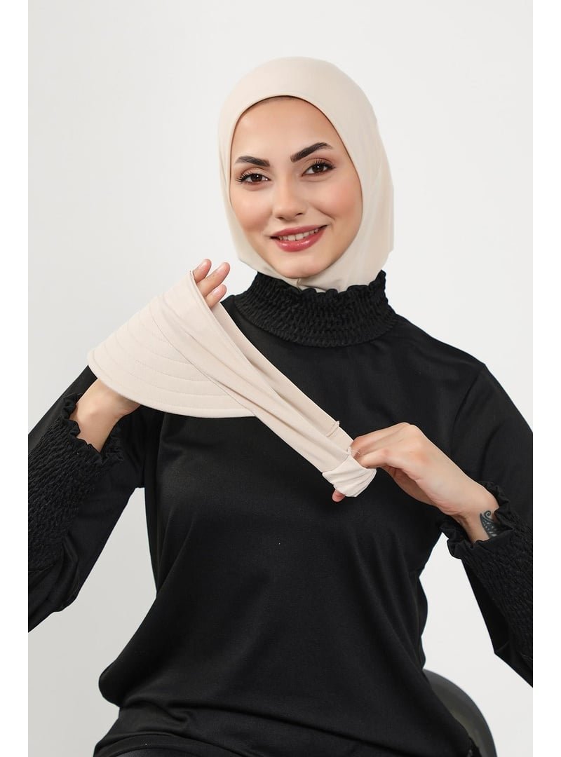 Aisha`s Design 5sn Bej Türban Üzeri (deniz,havuz İçiin Uygun) Siperlik Şapka,sp