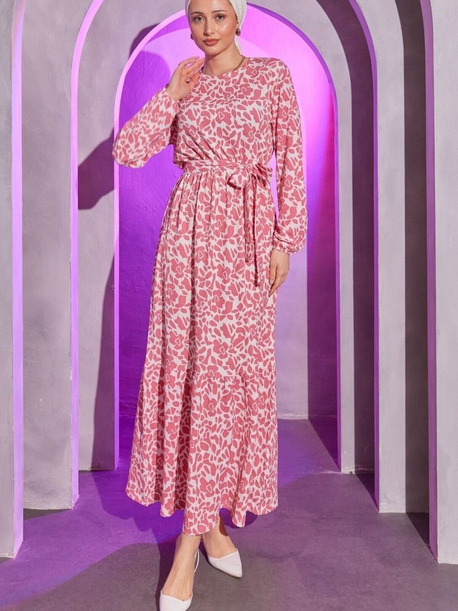 Mec Fashion Pembe Desenli Bürümcük Elbise