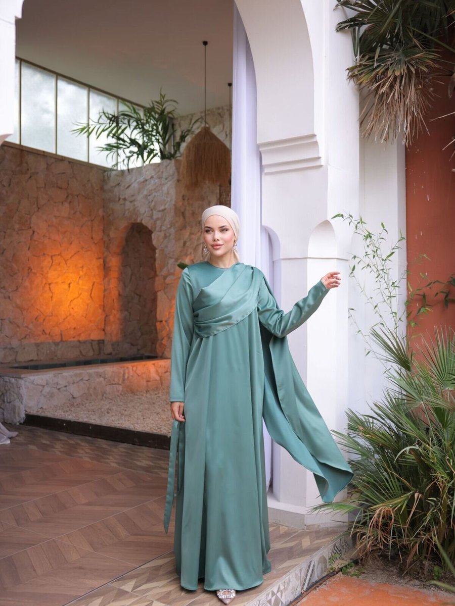 Nissra Mint Zara Saten Abiye Elbise