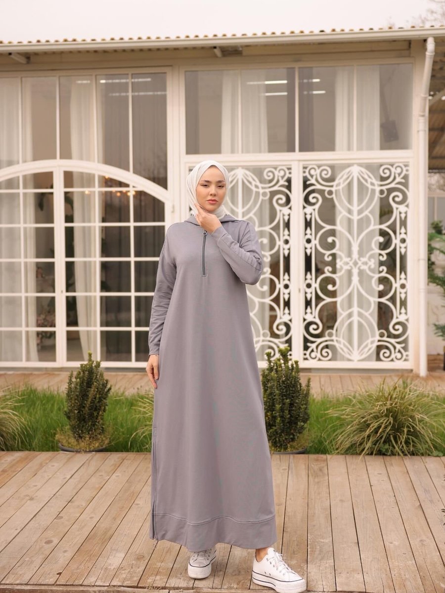 Nissra Füme Ankanoor Yandan Fermuarlı Kapüşonlu Spor Elbise