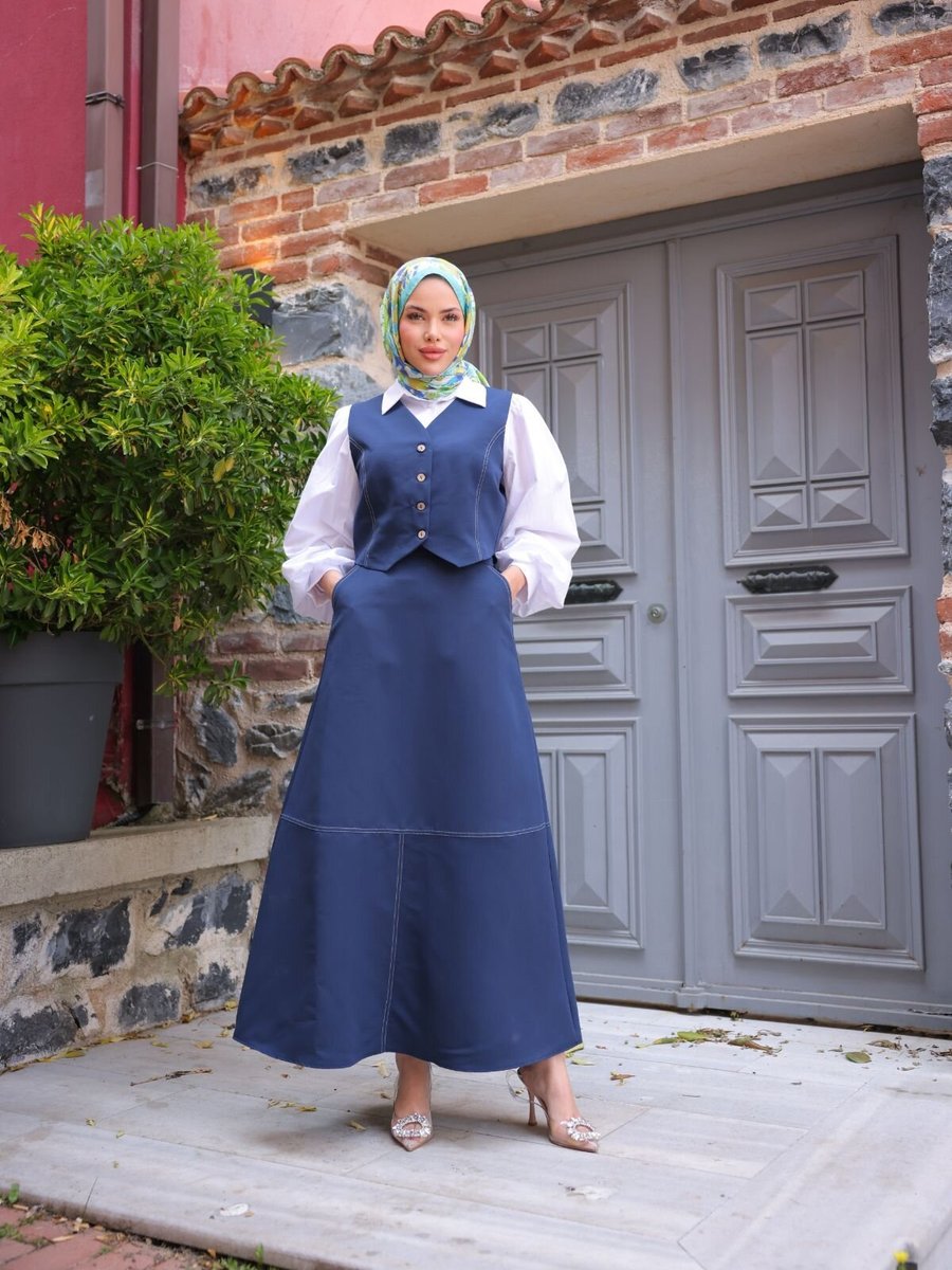 Nissra Lacivert Ankanoor Etek Yelek İkili Takım