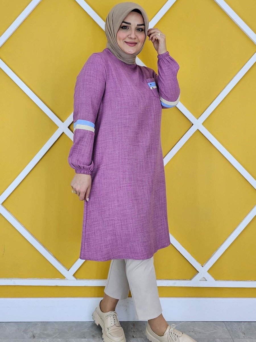 MYSTİL Gül Kurusu Taş Ve Renk Kombin Detaylı Tunik