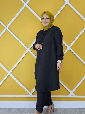 PYS Siyah Nervür Dikim Detaylı İkili Takım