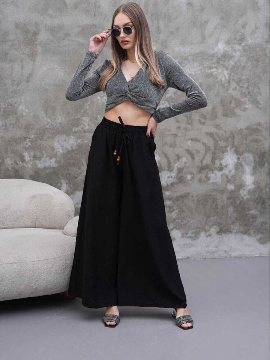 RAWEA FASHİON Siyah Modal Kumaş Etek Pantolon