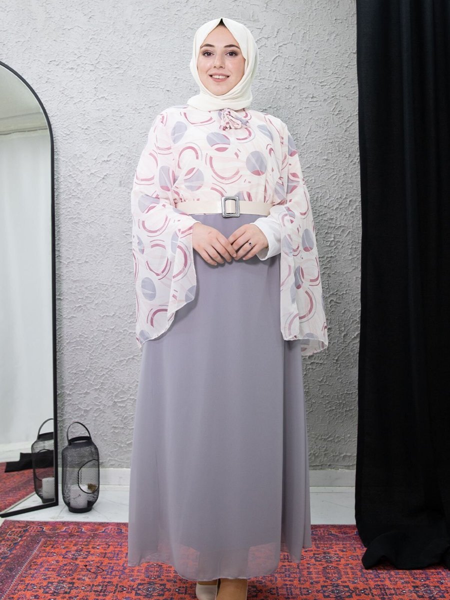 Mec Fashion Beyaz Desenli Elbise