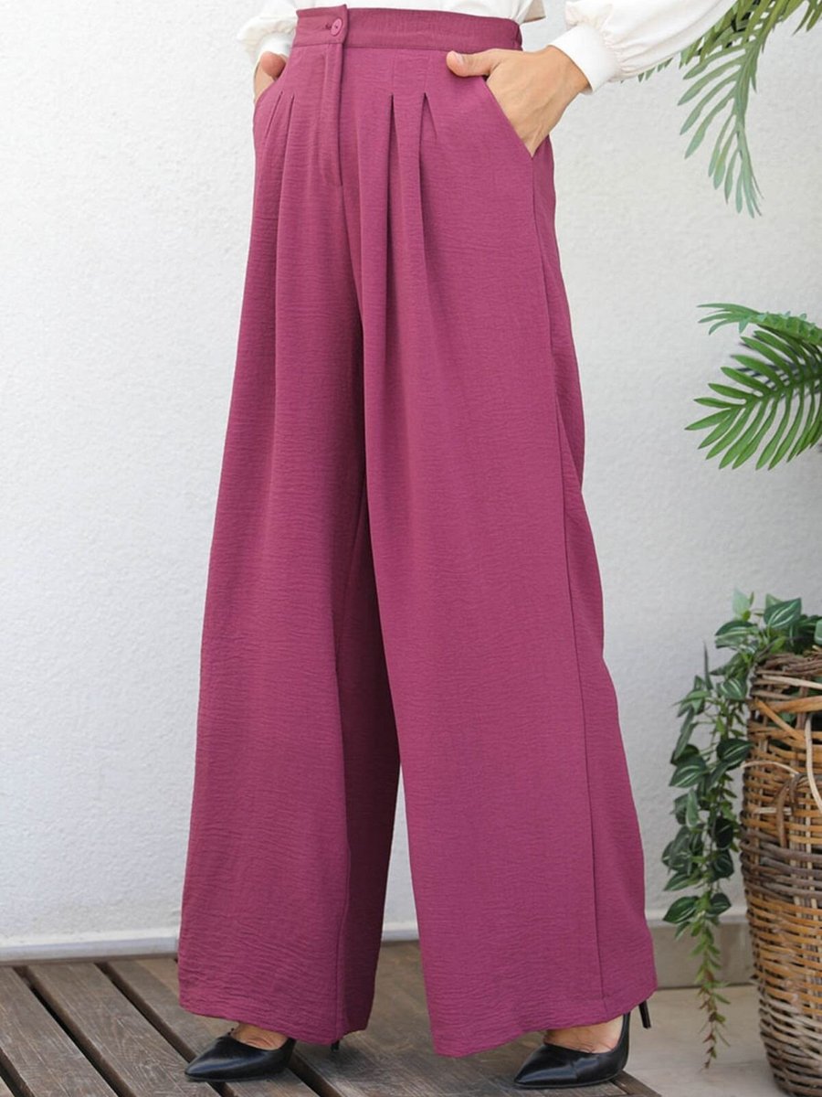 Mec Fashion Vişne Geniş Paça Büyük Beden Pantolon