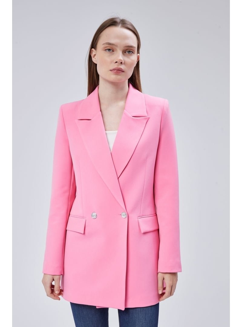 Bolivente Oversize Dokuma Blazer Ceket Pembe