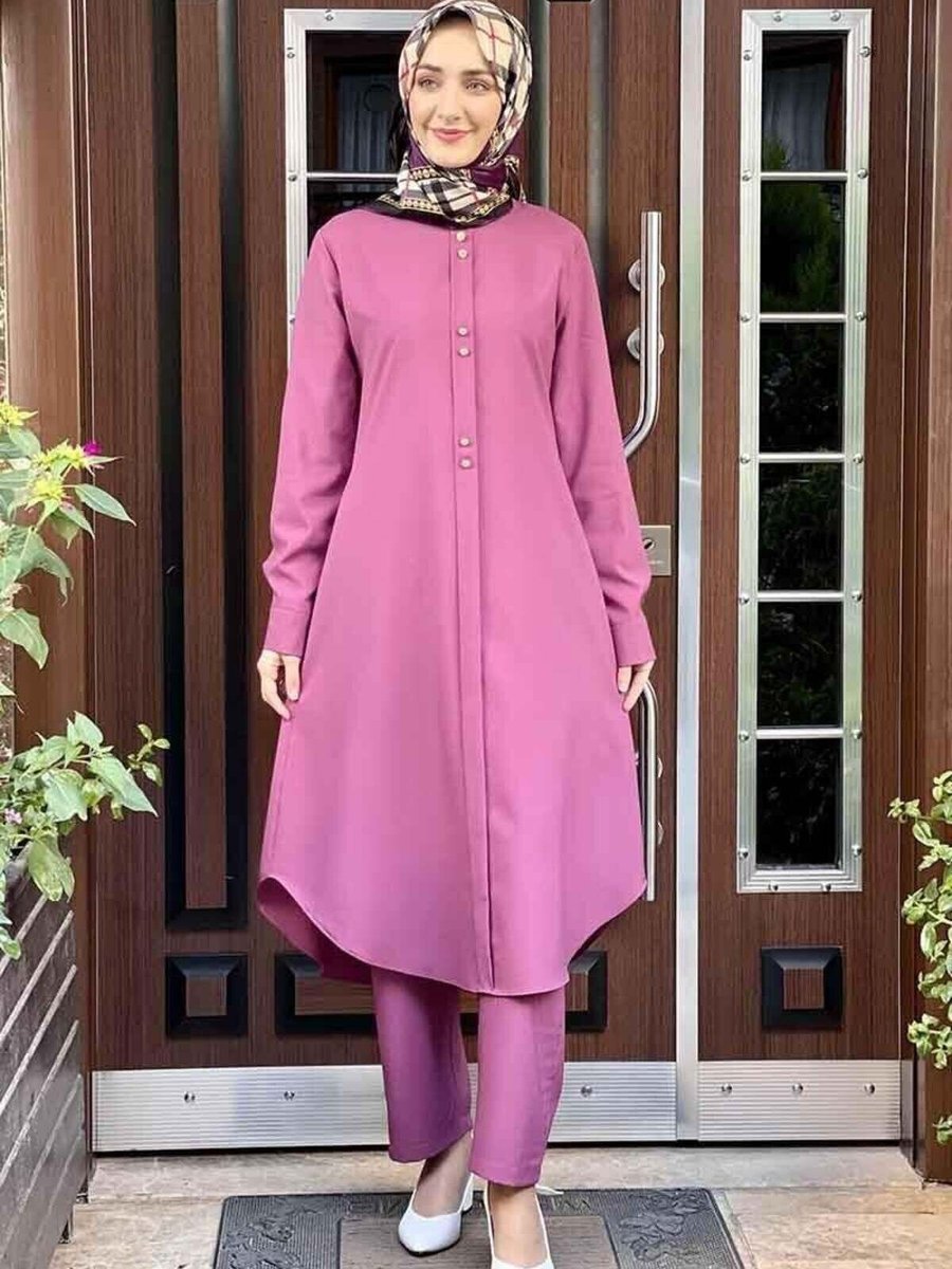 Mec Fashion Gül Kurusu Düğmeli İkili Takım
