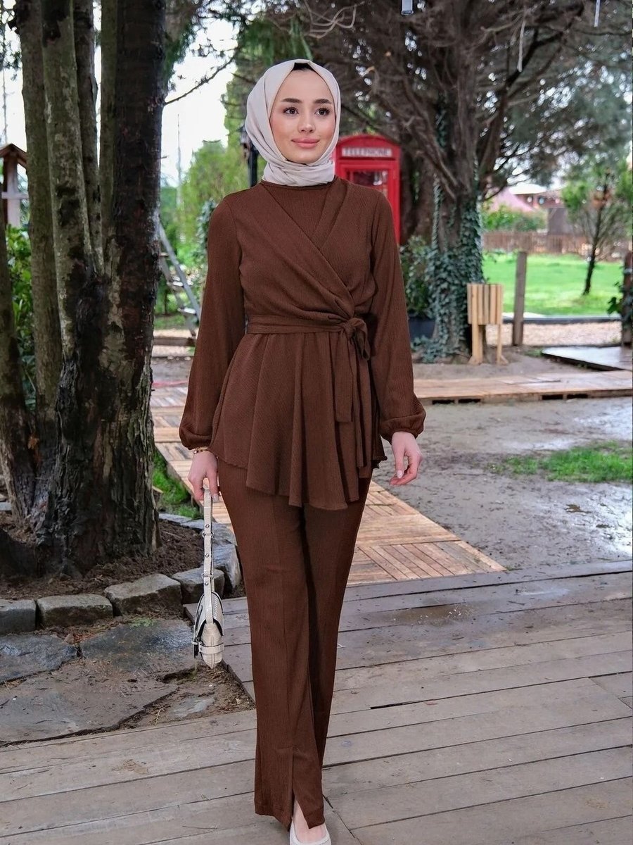 Swana Kahve Bel Buzgulu Kemerlı İkili Takım