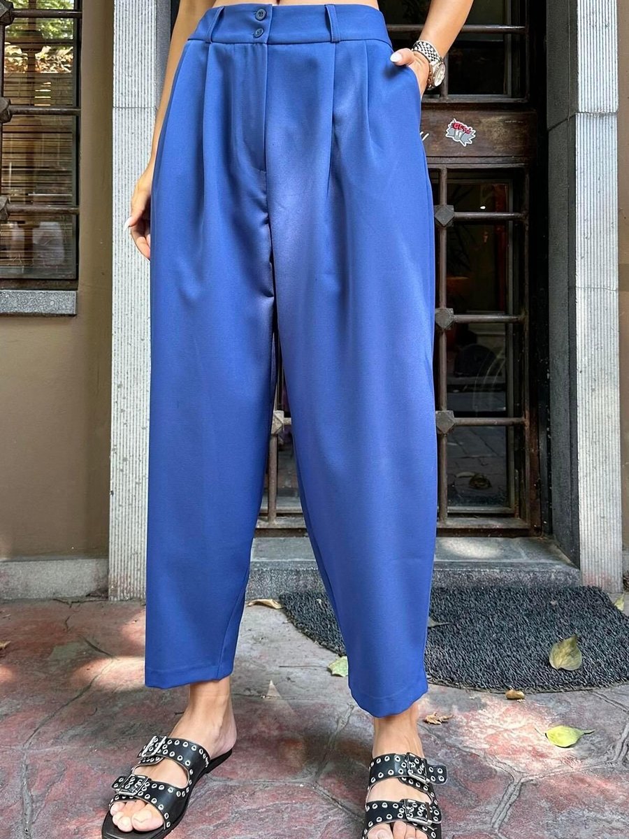 Moda cameo Mavi Pileli Şalvar Pantolon