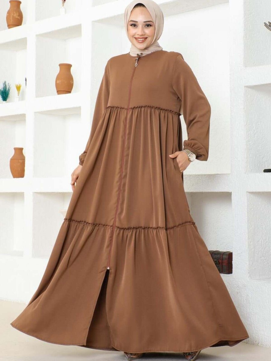 Mec Fashion Kahverengi Eteği Fırfırlı Jessica Krep Ferace