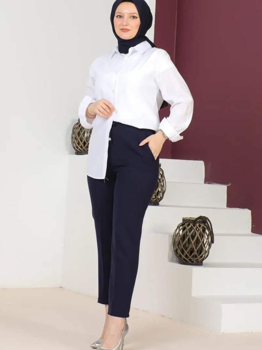 Mec Fashion Lacivert Bağcıklı Pantolon