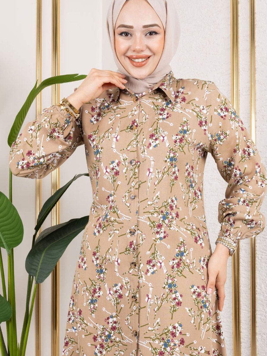 Mec Fashion Vizon Asel Çiçekli Viskon Tunik
