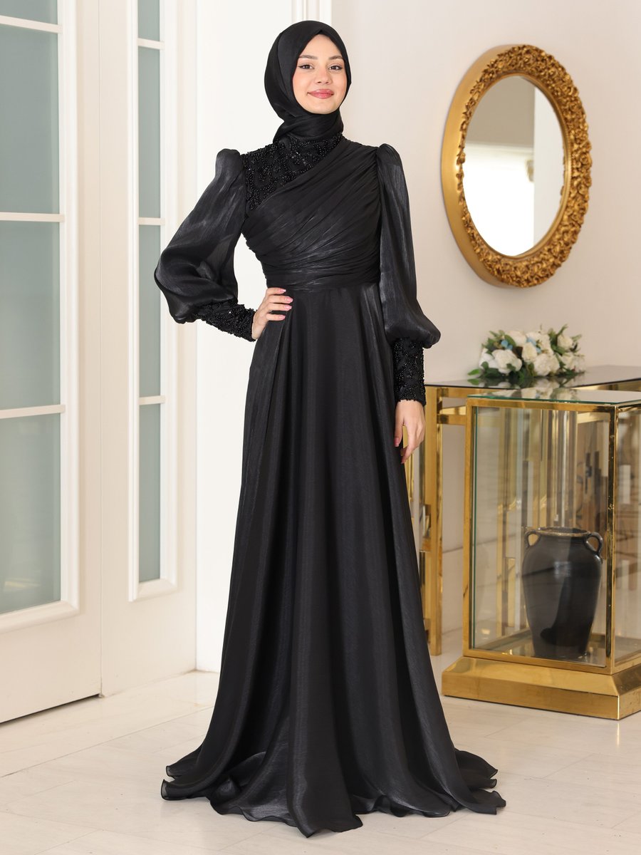 Azra Design Siyah Abiye Elbise
