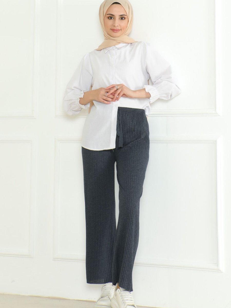 Mec Fashion İndigo Fitilli Triko Pantolon