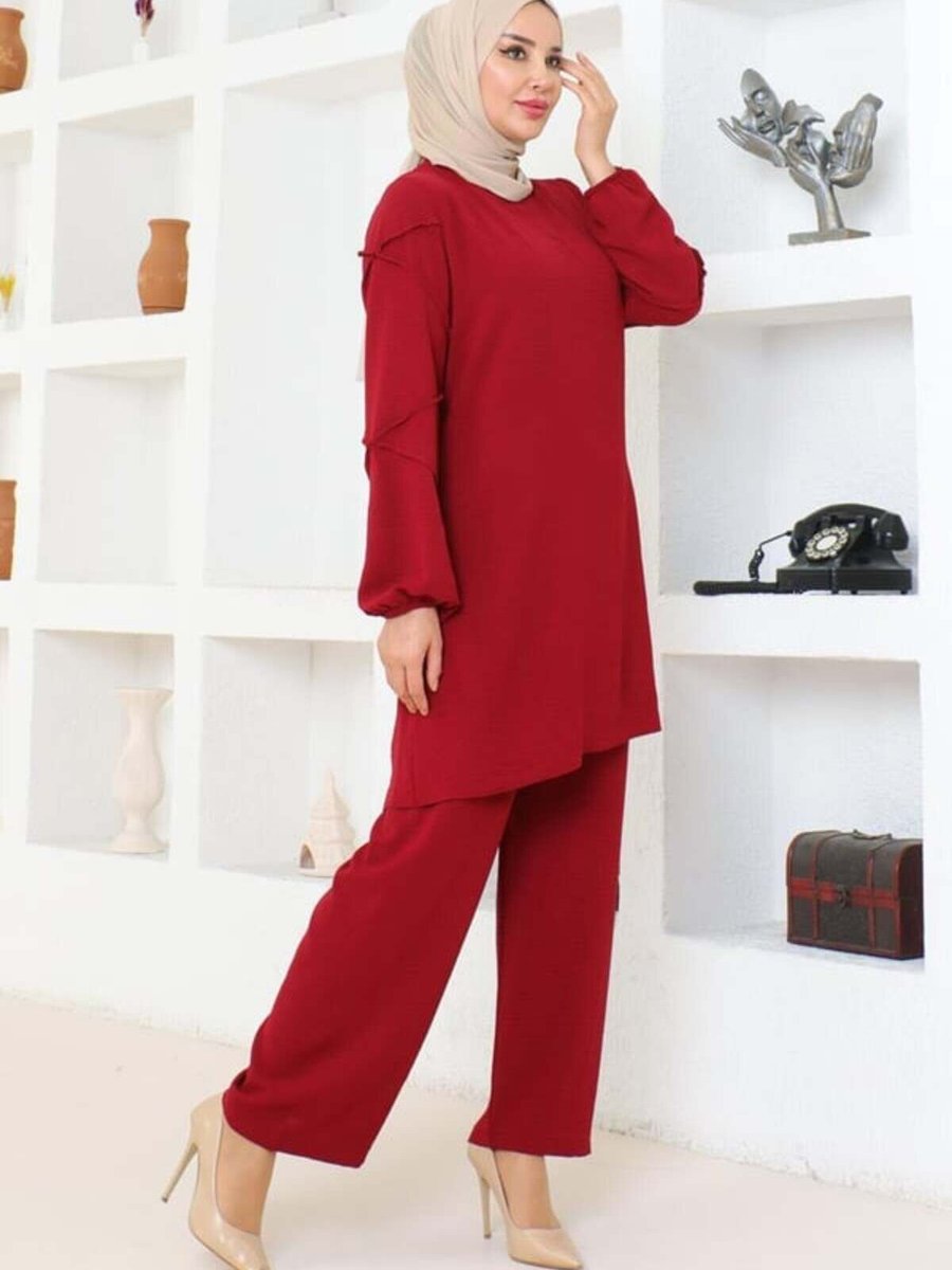 Mec Fashion Bordo Kol Detaylı Aerobin