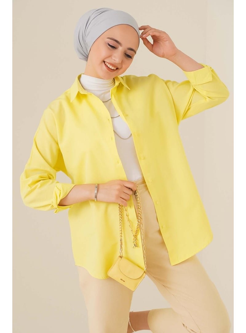 Bigdart Sarı Oversize Basic Gömlek