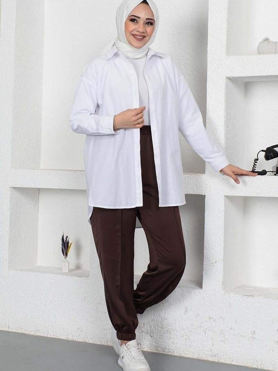 Mec Fashion Kahverengi Beli Ve Paçası Lastikli Pantolon