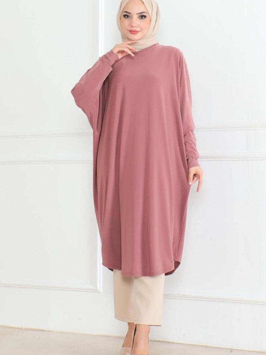 Mec Fashion Gül Kurusu Yarasa Kol Salaş Tunik