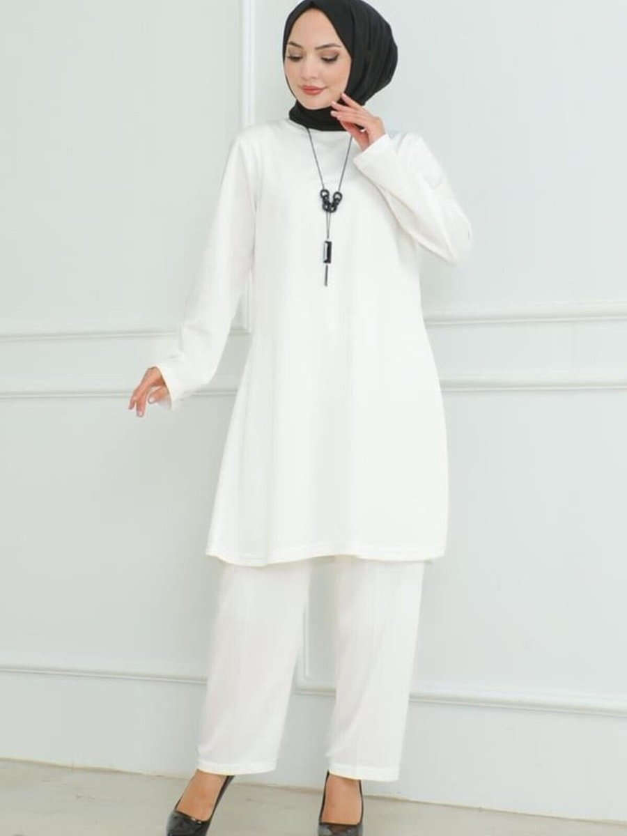 Mec Fashion Beyaz Oversize İkili Takım