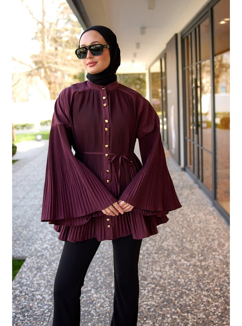 Locco Moda Bordo Dik Piliseli Modal Burgonya Gömlek