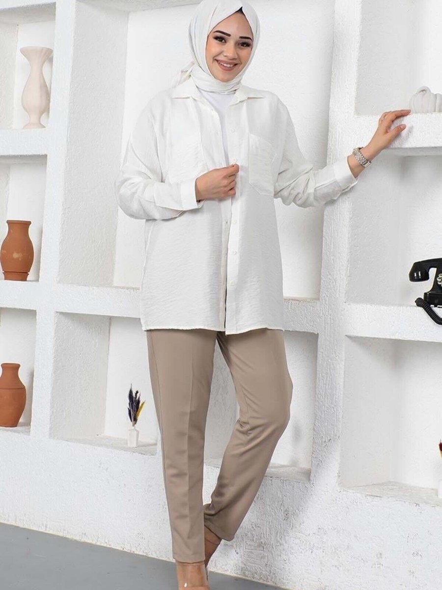 Mec Fashion Vizon Bağcıklı Kahverengi Pantolon
