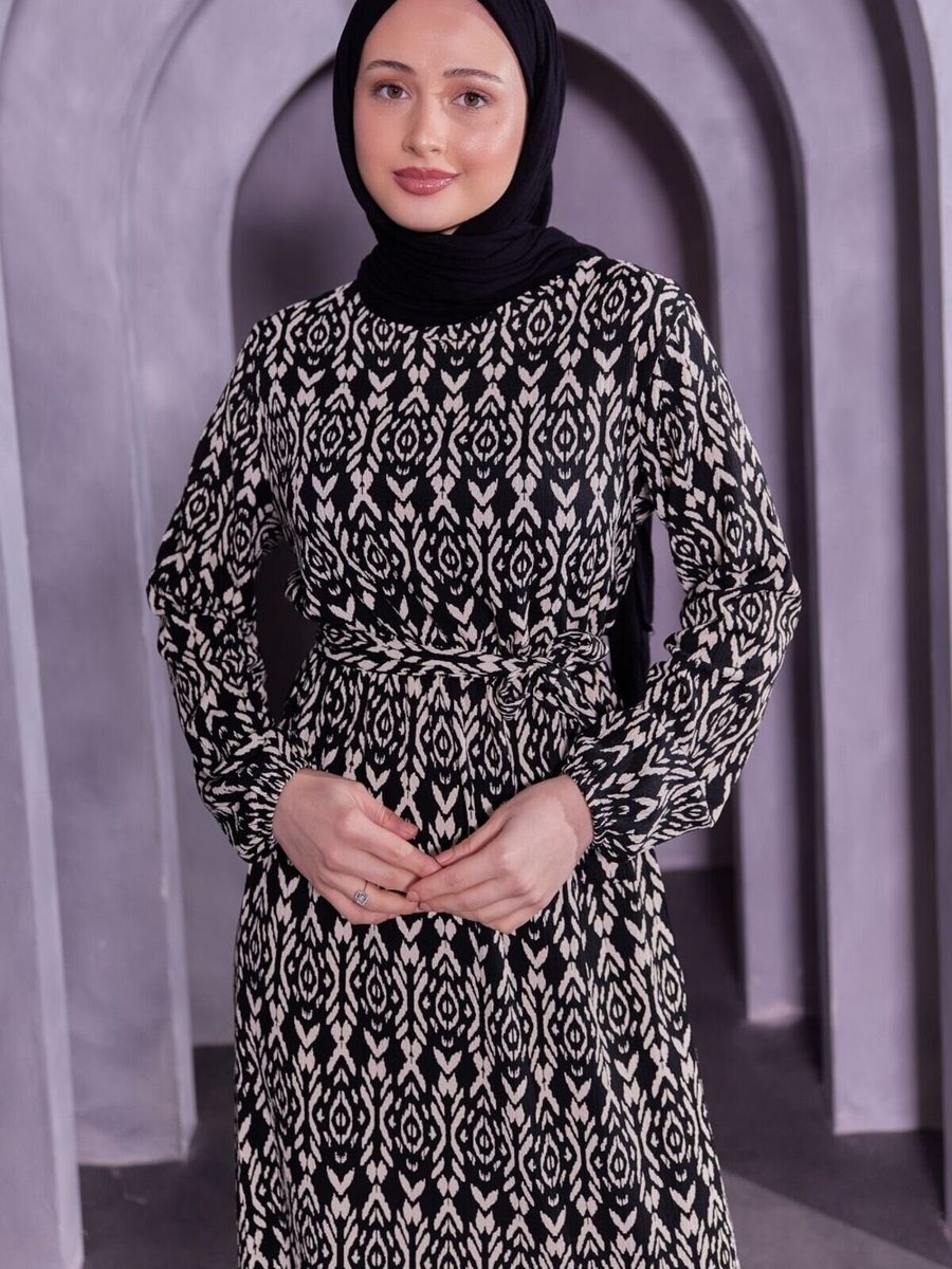 Mec Fashion Siyah Bürümcük Elbise