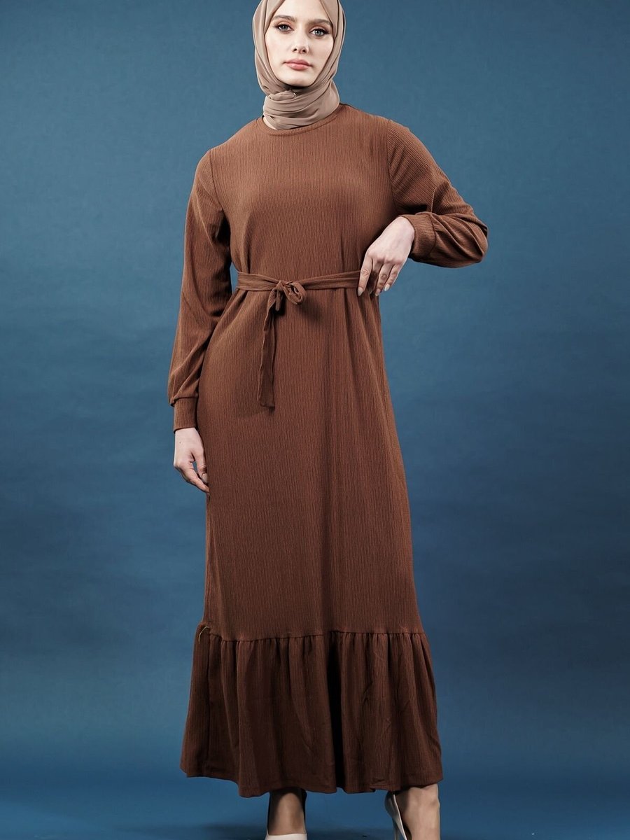 Mec Fashion Kahverengi Bürümcük Elbise