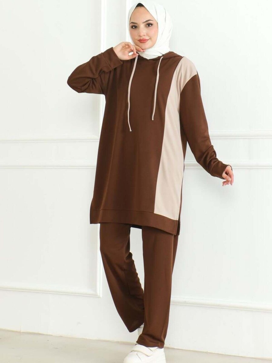 Mec Fashion Kahverengi Oversize Spor İkili Takım