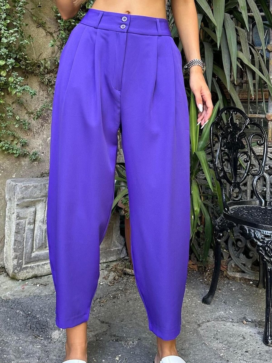 Moda cameo Mor Pileli Şalvar Pantolon