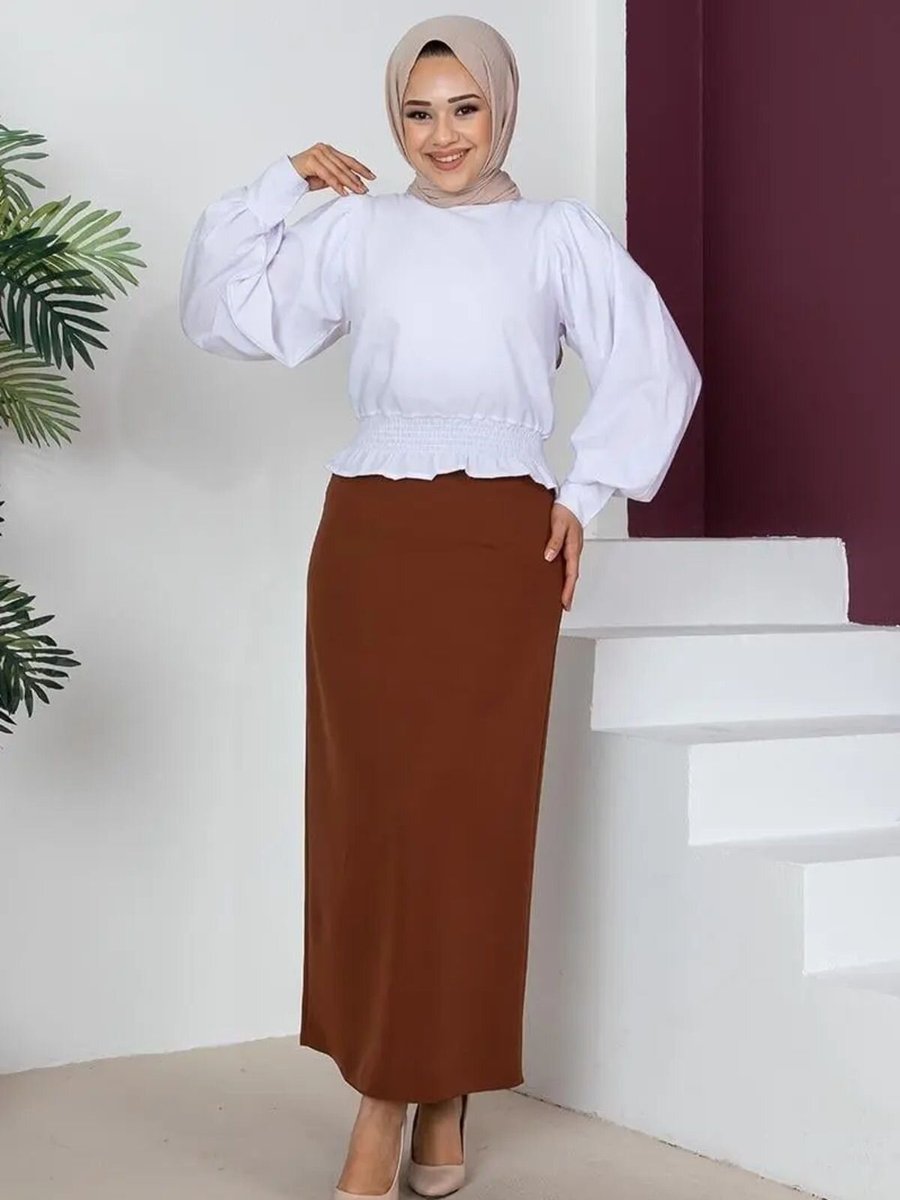 Mec Fashion Kahverengi Uzun Kalem Etek