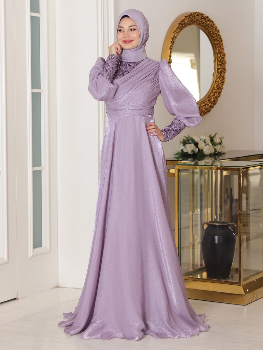 Azra Design Lila Abiye Elbise