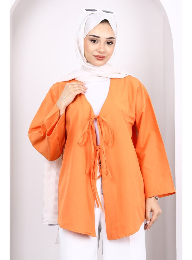 İmaj Butik Oranj Ön Bağlamalı Kimono Tunik