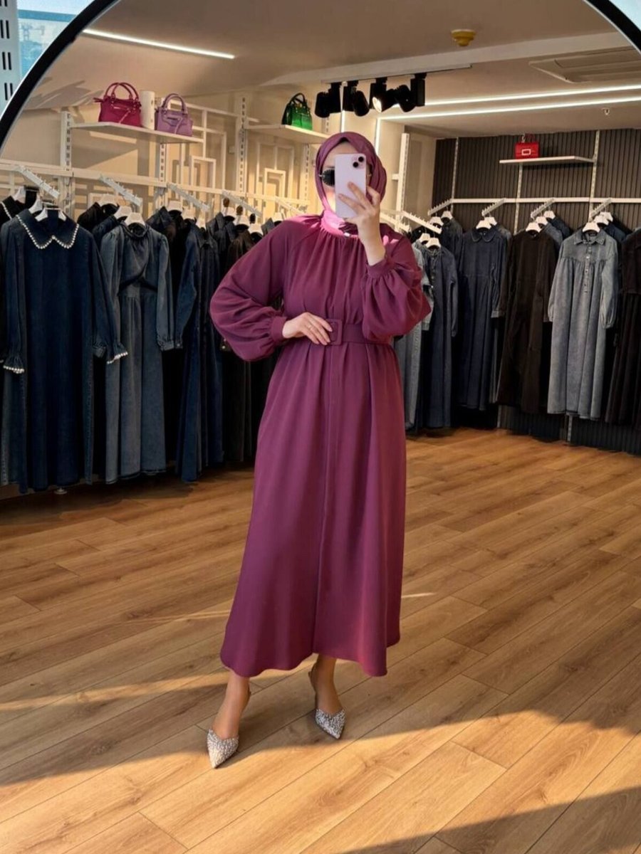 OlaLady Gül Kurusu Boynu Ve Kolları Büzgülü Kemerli İnci Düğmeli Kap Pardesü