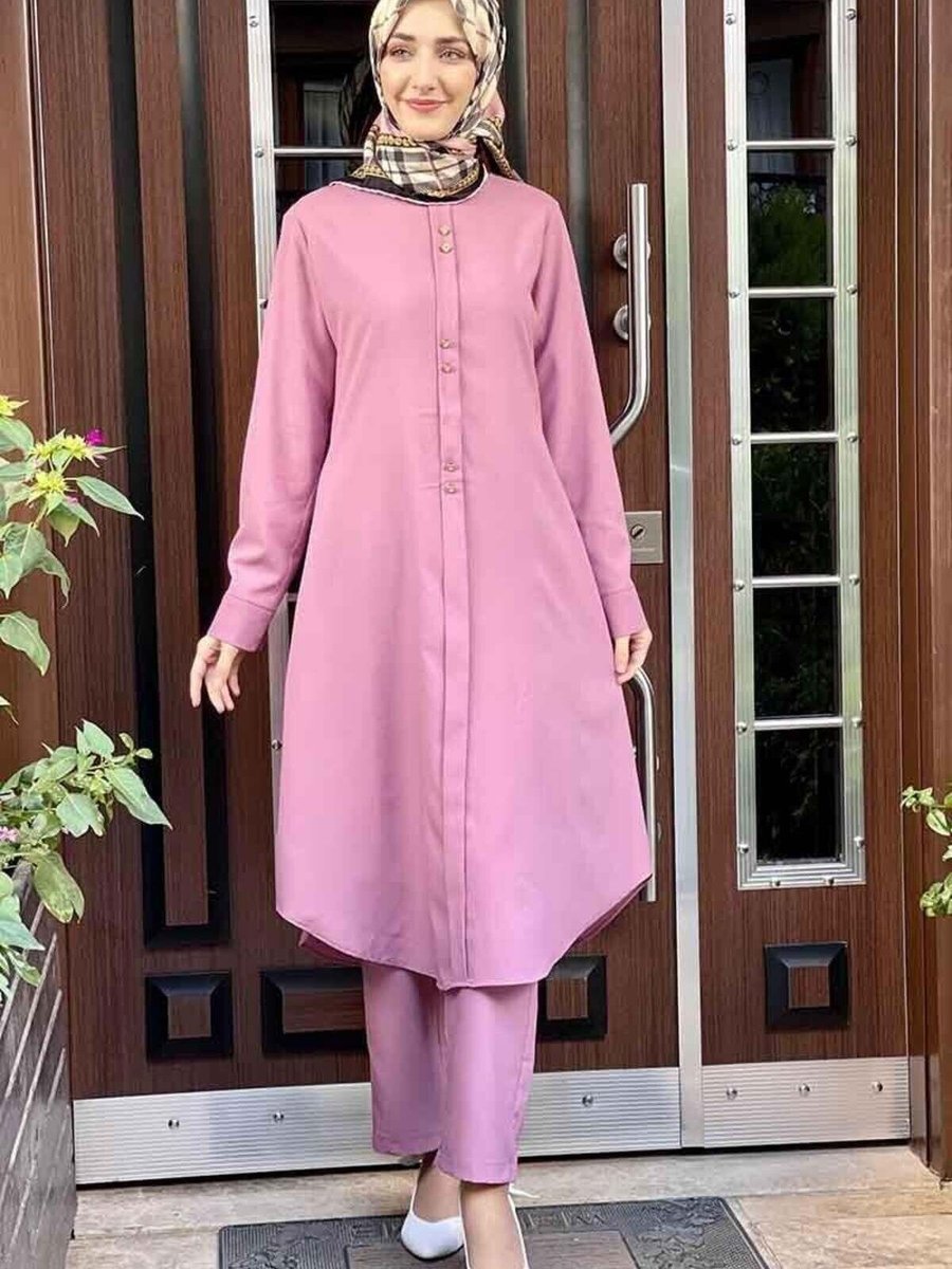 Mec Fashion Pudra Düğmeli İkili Takım