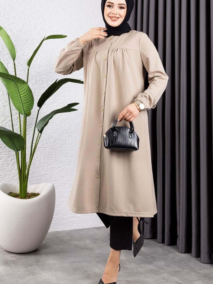 Mec Fashion Bej Büzgülü Tunik