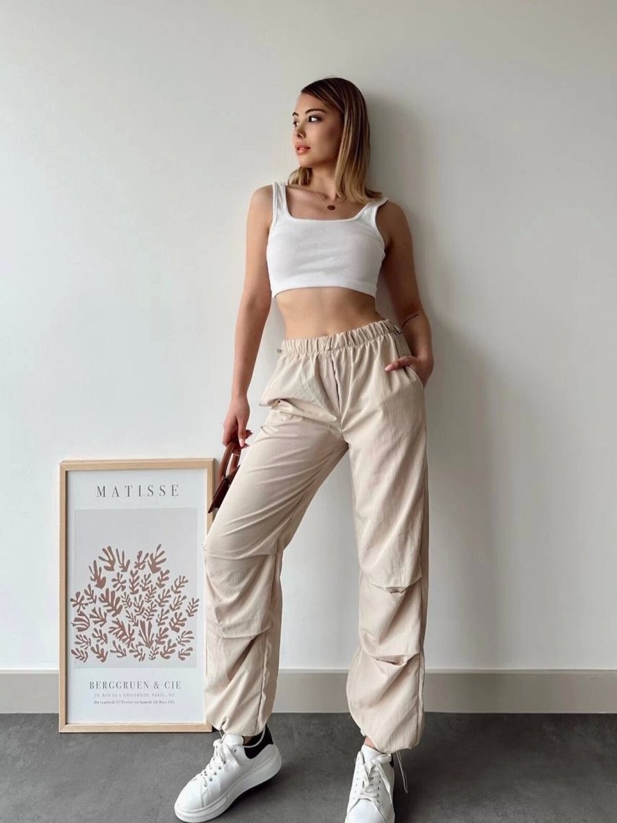 Özer&Hermin Bej Paraşüt Pantolon