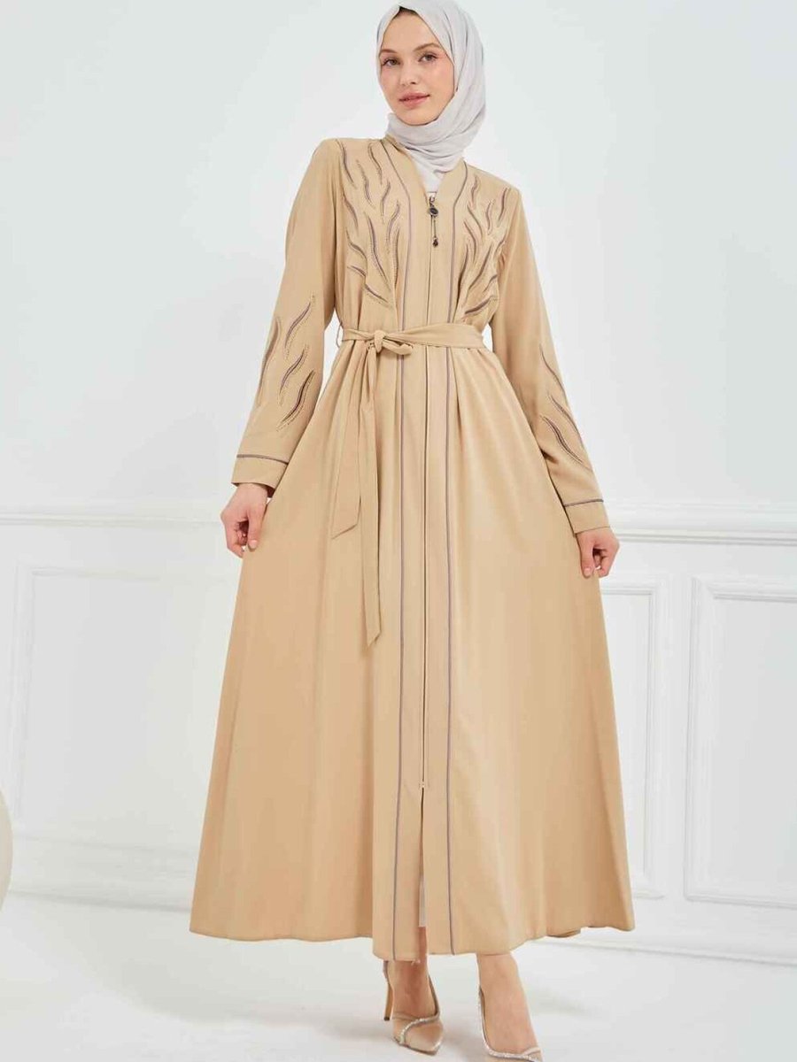 Mec Fashion Bej Özel Tasarım Abaya